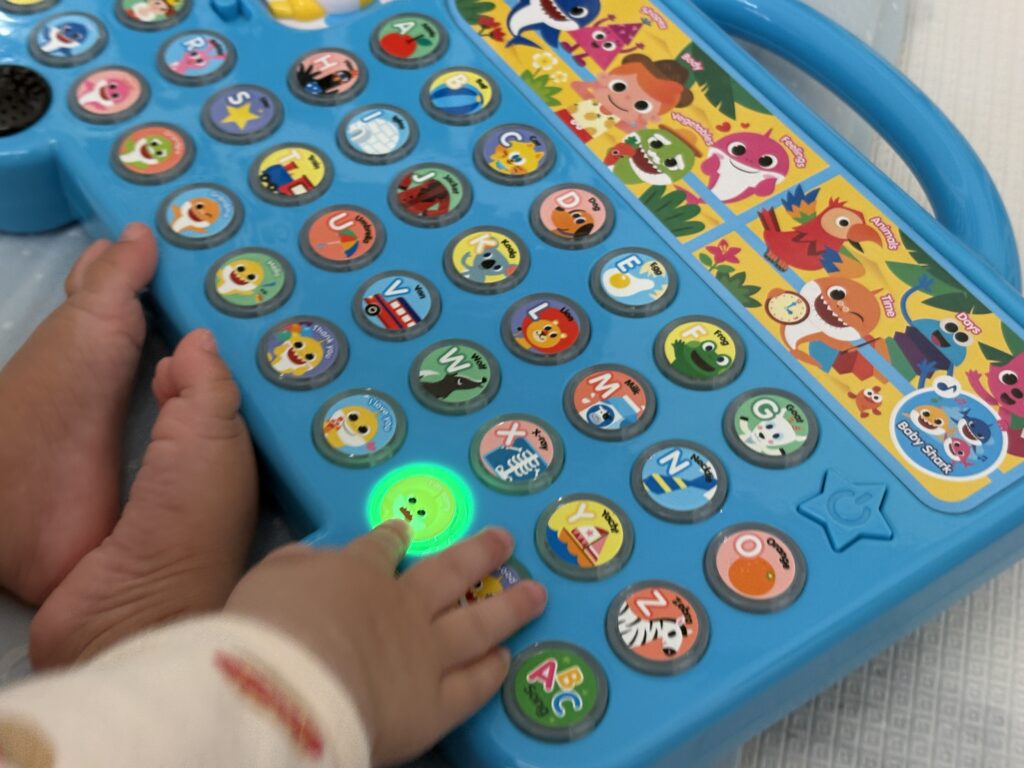 ボタンを押して遊ぶ次女